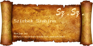 Szirbek Szabina névjegykártya